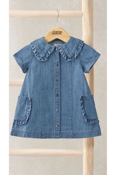 Next Baby Mamas & Papas Cotton Blue Shirt Dress