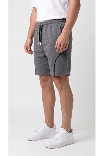 TKT Men's Smoked Color Front-Pleated Shorts with Front Zipper Pockets and Bac...