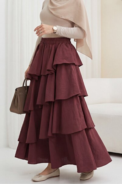 Modamorfo Φούστα Cupra με ελαστική μέση και επένδυση - μπορντό