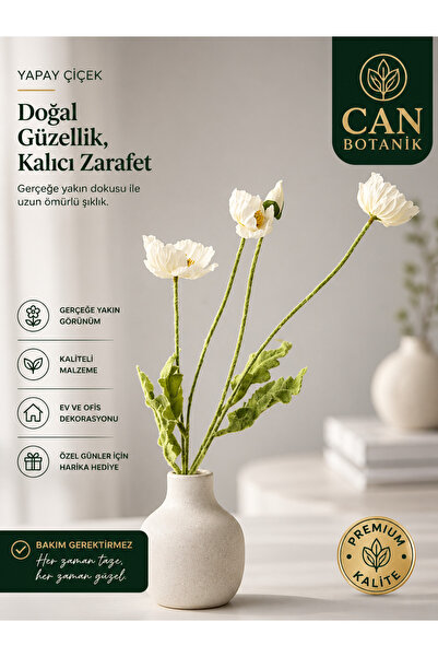 CANBOTANİK Yapay çiçek 4 yapraklı haşhaş çiçeği