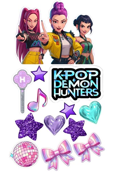 telaşe memuru زينة كعكة K-POP Demon Hunters - زينة كعكة من الورق الصالح للأكل...