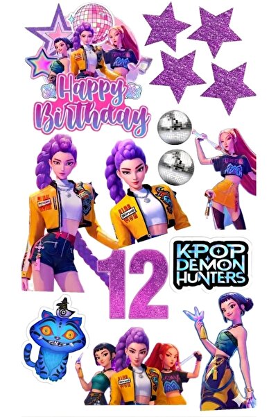 telaşe memuru زينة كعكة K-POP Demon Hunters لعمر 12 سنة - زينة كعكة من الورق ...