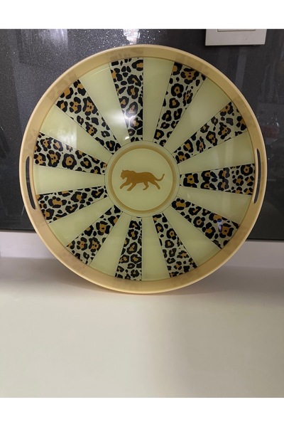 İmren Collection Leopar Desenli servis sunum tepsisi kenarları kalın plastik ...