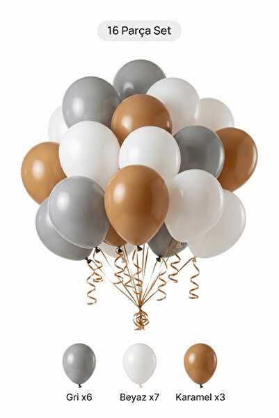 BALOMİS White Gray Balloon Set 16 Pieces Adult Birthday Decoration Party Deco...