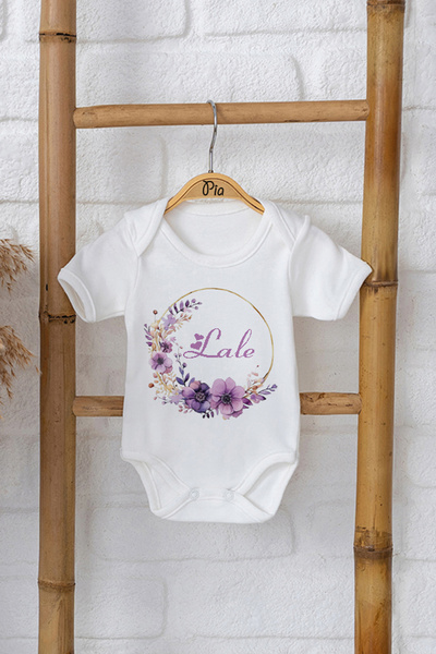 Pia Baby İsme Özel Kız Bebek Zıbını %100 Pamuk Çıtçıtlı Body Organik Baskılı ...