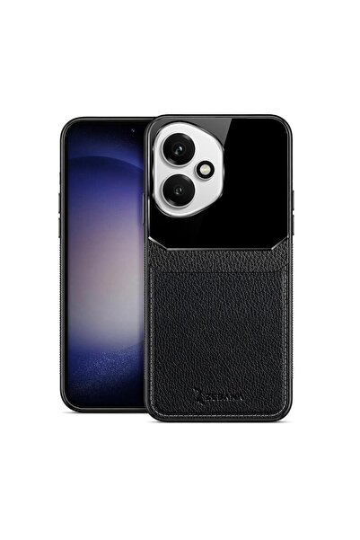 Zebana Honor 400 5G Uyumlu Kılıf Lens Deri Kılıf Siyah