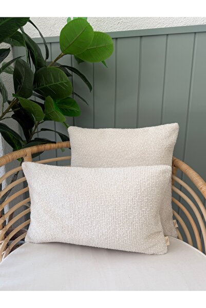 Decamor home Κάλυμμα Μαξιλαριού Μποέμ Πλεκτό Εκρού 1 Τεμάχιο