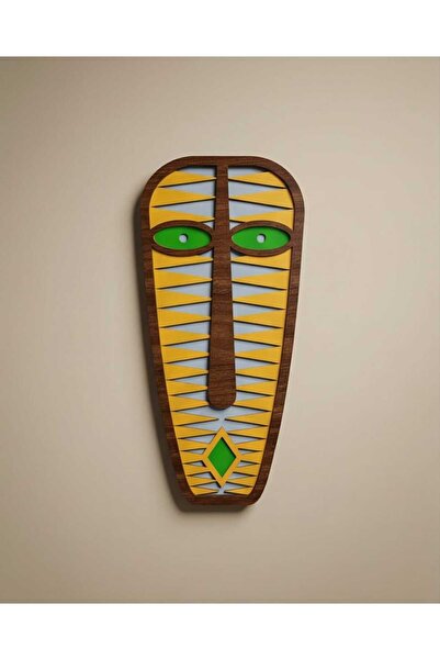 Ahşap Afrika Maskesi Duvar Dekoru - Modern Soyut Kabile Maske MDF