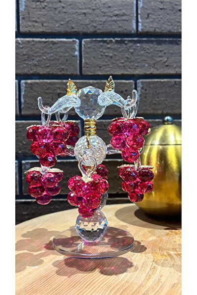 Ozk atelier Dekoratif Kristal Cam Sekizli Salkım Üzüm Pembe