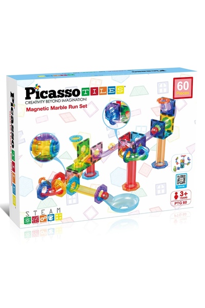 PICASSO & CO Set magnetic de construit, Circuit pentru bile, Picasso, 60 pies...