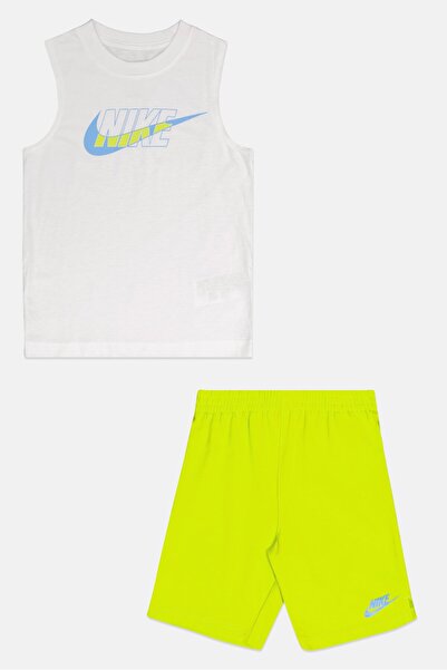Nike طقم أولاد مكون من قطعتين بشعار العلامة التجارية، بلوزة وسروال، تركيبة أب...