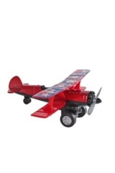 Avaleea Macheta metalica avion retro, 11 cm, Rosu