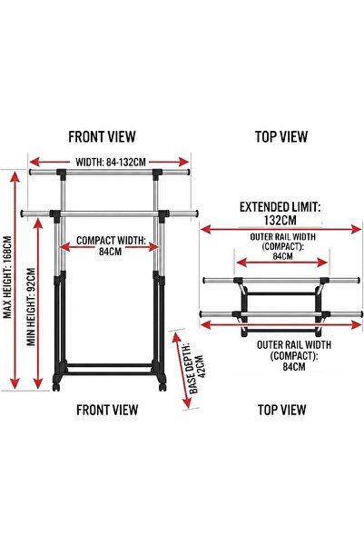 leostar Double Garment Rack with Extendable Pipes