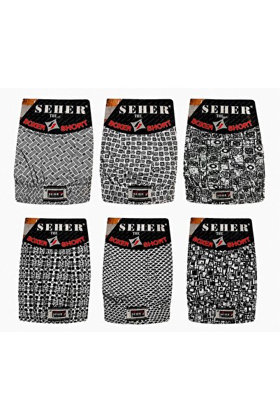 BYUSLU Erkek Boxer 6'lı paket pamuklu desenli rahat kalıp
