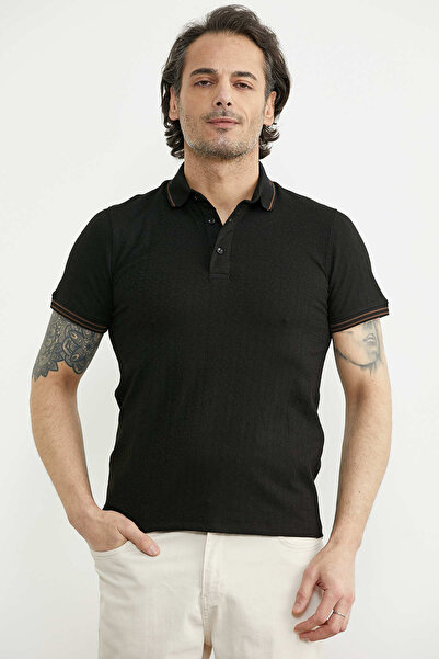 Sam Tricou cu guler polo și nasturi - Negru