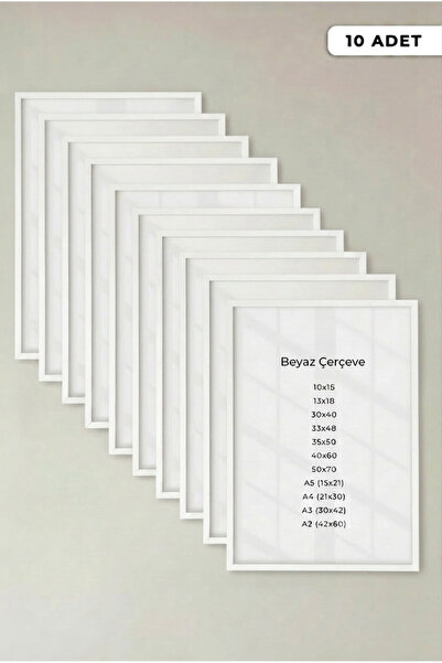 Zevahir Mobilya Dekorasyon 10 ADET Beyaz Ahşap Duvar Tablosu Puzzle Ve Poster...
