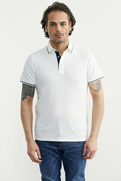 Sam Tricou din țesătură Pique cu guler polo - Alb