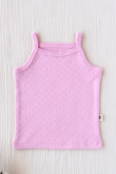 Mimu Baby %100 Pamuk Pointel Askılı Reçme Bebek Atlet - Pembe