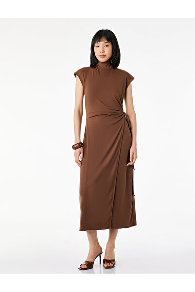 Koton Μακρύ φόρεμα από ύφασμα Modal, στενή εφαρμογή, αμάνικο, με σχισμή, με λ...