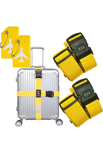 Generic مجموعة أمان للأمتعة مكونة من 4 قطع - [عبوة 2+2] أحزمة أمتعة متينة مع ...