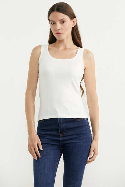 Sementa Βαμβακερό Αθλητικό Τοπ με Χοντρές Τιράντες - Εκρού