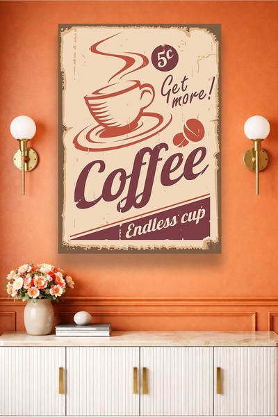 DEKORTR Retro Kahve Temalı Kanvas Tablo Yazılı Vintage Mutfak Cafe ve Coffee ...