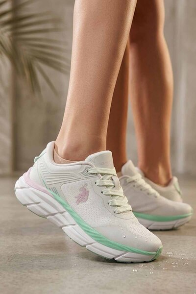 U.S. Polo Assn. Γυναικεία Casual Sneakers σε Λευκό & Πράσινο Μέντα - Άνετα Αθ...