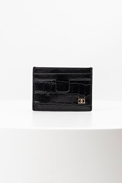 BAYDERİ Owpi Crocodile Leather Minimal Unisex Θήκη Κάρτας Μαύρη