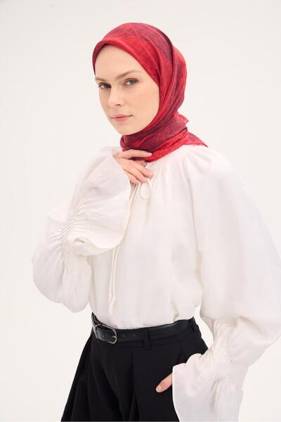 Silk Home وشاح تينسل مونار بنمط عثماني أحمر 90×90
