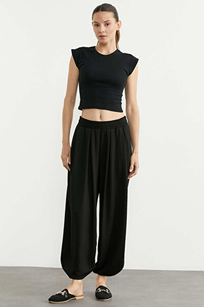 Sementa Παντελόνι Scuba με ελαστική μέση και ρευστή εφαρμογή - Μαύρο