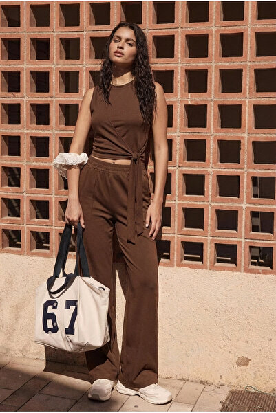 Paw Garage Γυναικείο σετ με διπλόπλευρη μπλούζα με λεπτομέρεια δεσίματος Dieg...