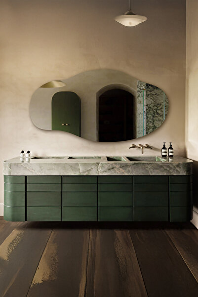 Mirror Home Decor Art Asimetrik Çerçevesiz Organik Form Duvar Aynası | Modern...