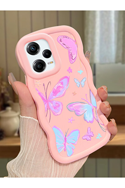 SLIMFELT Redmi Note 12 Pro 5G Uyumlu Yüksek Kalite Kelebek Silikon Kılıf, Dar...