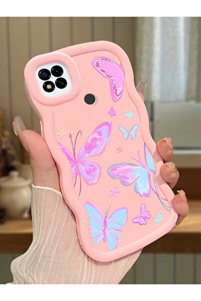SLIMFELT Redmi 9C/10A Uyumlu Yüksek Kalite Kelebek Silikon Kılıf, Darbeye Kay...