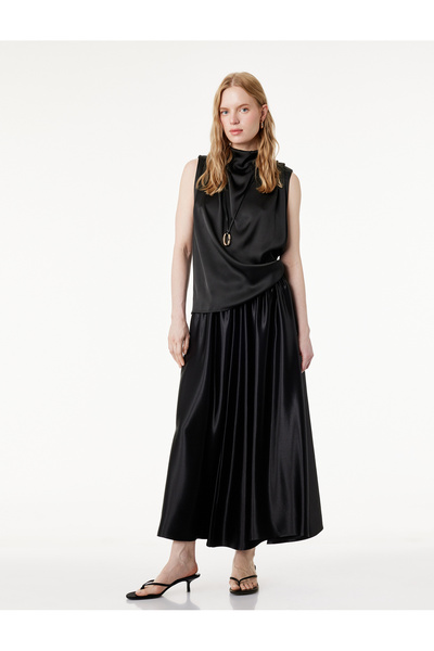 Koton Φούστα μίντι από σατέν βισκόζη με ελαστική μέση