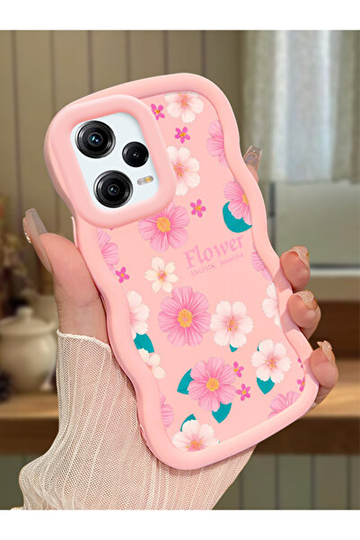 Hontinga Redmi Note 12 Pro 5G Uyumlu Darbeye Dayanıklı Basit Pembe Silikon Te...