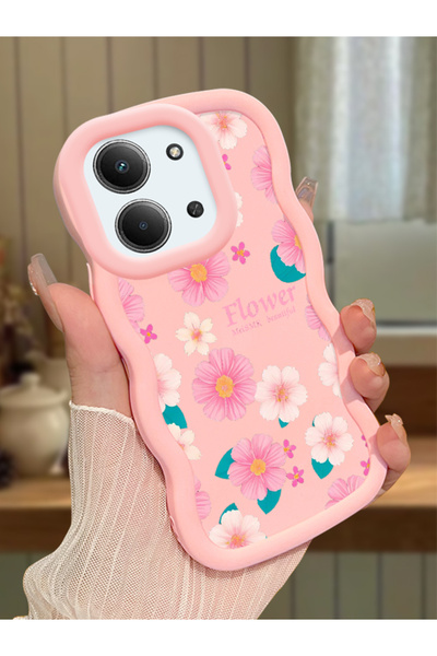 Hontinga Redmi 15C 5G Uyumlu Darbeye Dayanıklı Basit Pembe Silikon Telefon Kı...