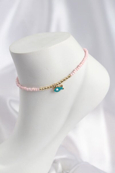 naque Pink Color Beaded Fish Figured Anklet - Tj-Hh1685
