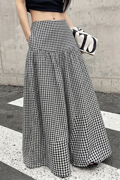 The Champ Clothing Γυναικεία καρό μάξι φούστα Belle σε μαύρο χρώμα – Ψηλόμεση...