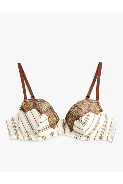 Koton Σουτιέν με δαντέλα βισκόζης, χωρίς ενίσχυση, με ριγέ σχέδιο και λεπτομέ...