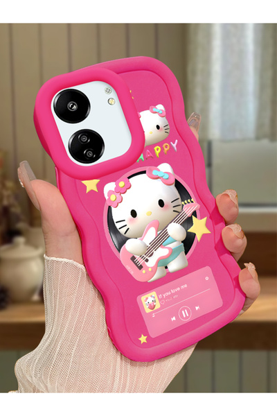 Hontinga Redmi 13C Uyumlu Darbeye Dayanıklı Basit Kırmızı Silikon Telefon Kıl...