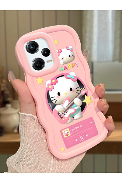 Hontinga Redmi Note 12 Pro 5G Uyumlu Darbeye Dayanıklı Basit Pembe Silikon Te...