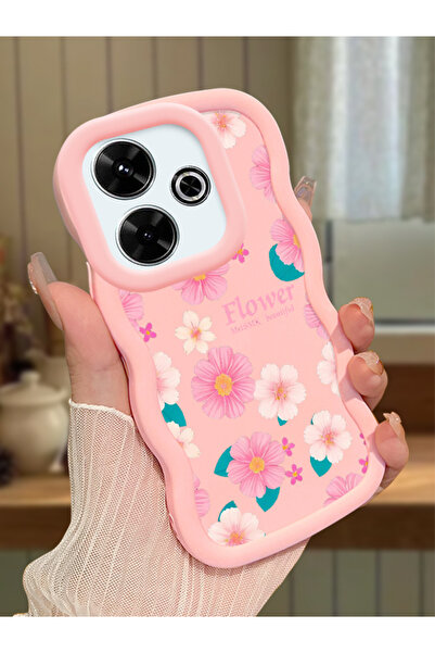 Hontinga Redmi 13 Uyumlu Darbeye Dayanıklı Basit Pembe Silikon Telefon Kılıfı...