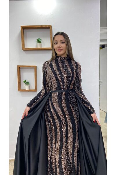Ahunisa Tesettür Giyim KUYRUKLU TAŞLI TESETTÜR ABİYE 2622
