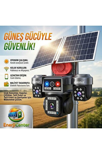 AVENİR AV-S445 8 MP Solar 4K Güneş Enerjili Gece Görüşlü Güvenlik Kamerası