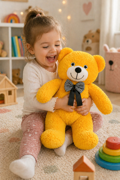 Özgüner Oyuncak 50 cm Sevimli Papyonlu Peluş Ayıcık - Yumuşak ve Kolay Taşına...