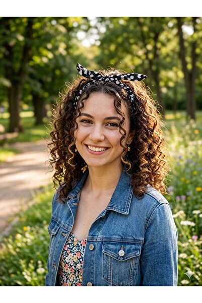 diclecollection Μαύρο κορδόνι με κόμπους πουά, μπαντάνα, αξεσουάρ μαλλιών, δώ...