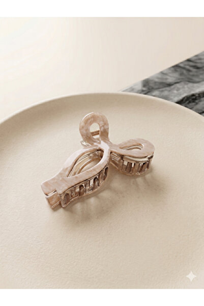 PABALAS Μπεζ μαρμάρινο κλιπ μαλλιών με σχέδιο – Πολυτελές ακρυλικό κομψό, μίν...