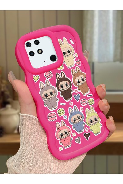 Hontinga Redmi 10C Compatible Shockproof Simple Red Silicone Phone Case Labub...