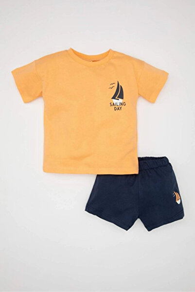 DeFacto Baby Boy 2-Piece Set Printed Short Sleeve T-Shirt Shorts